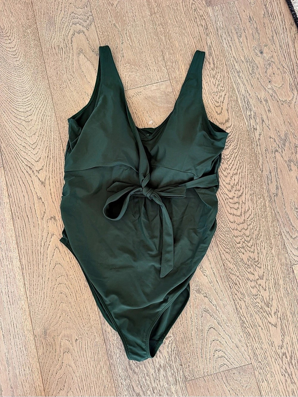 Quince Italian Maternity Wrap One-Piece Swimsuit Green